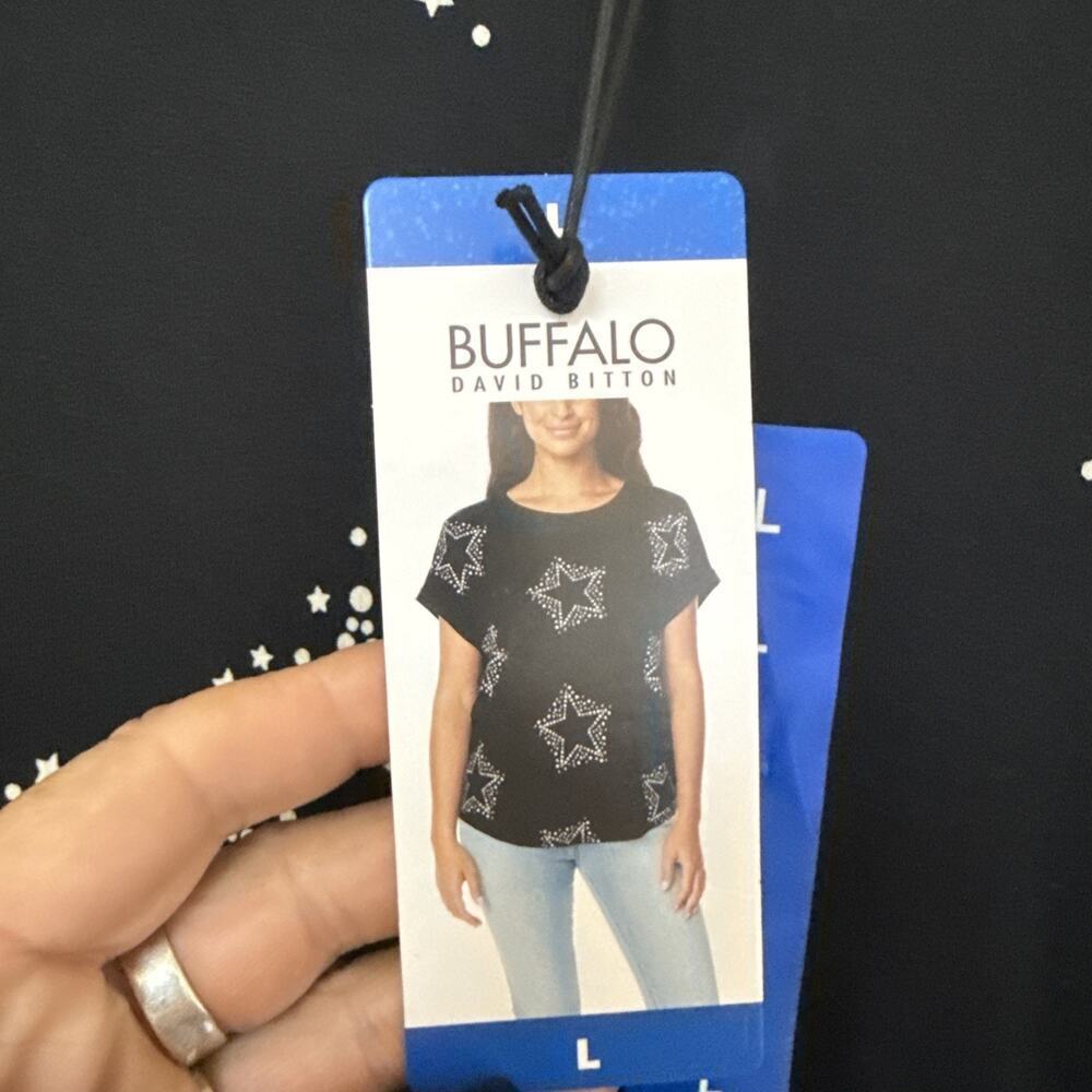 Buffalo David Bitton Shirt Ladies Large Short Sleeve Stars - Picture 5 of 9